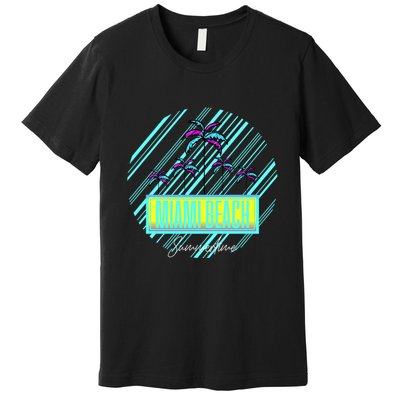 Miami Beach Palm Trees Retro Premium T-Shirt