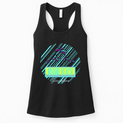 Miami Beach Palm Trees Retro Womens Tank Top