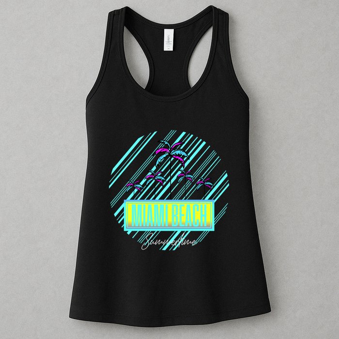 Miami Beach Palm Trees Retro Womens Tank Top