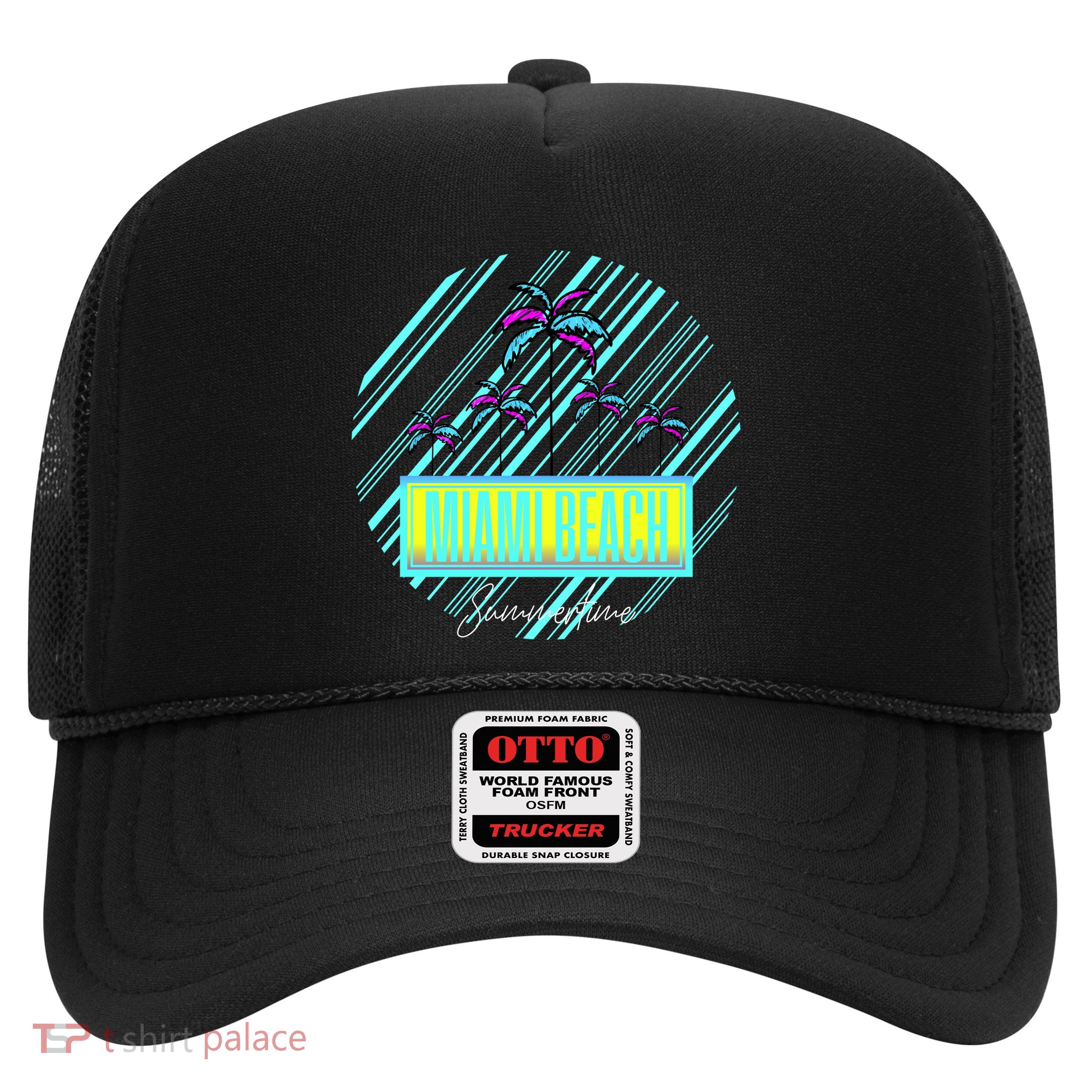Miami Beach Palm Trees Retro Trucker Hat