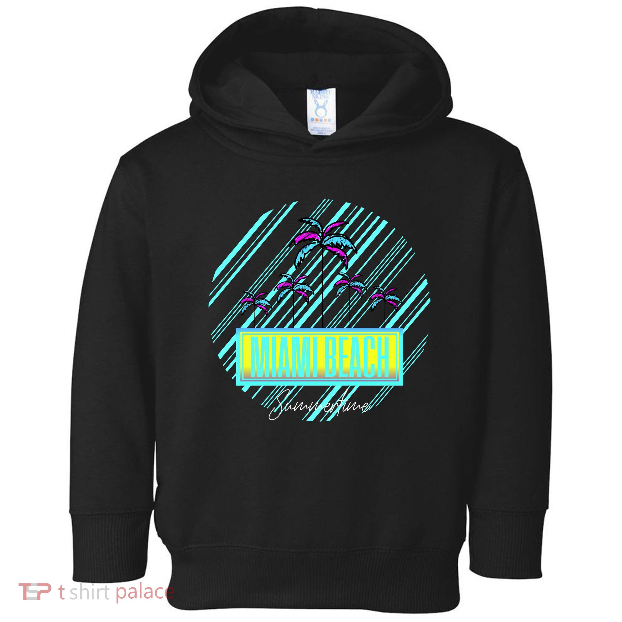 Miami Beach Palm Trees Retro Toddler Hoodie