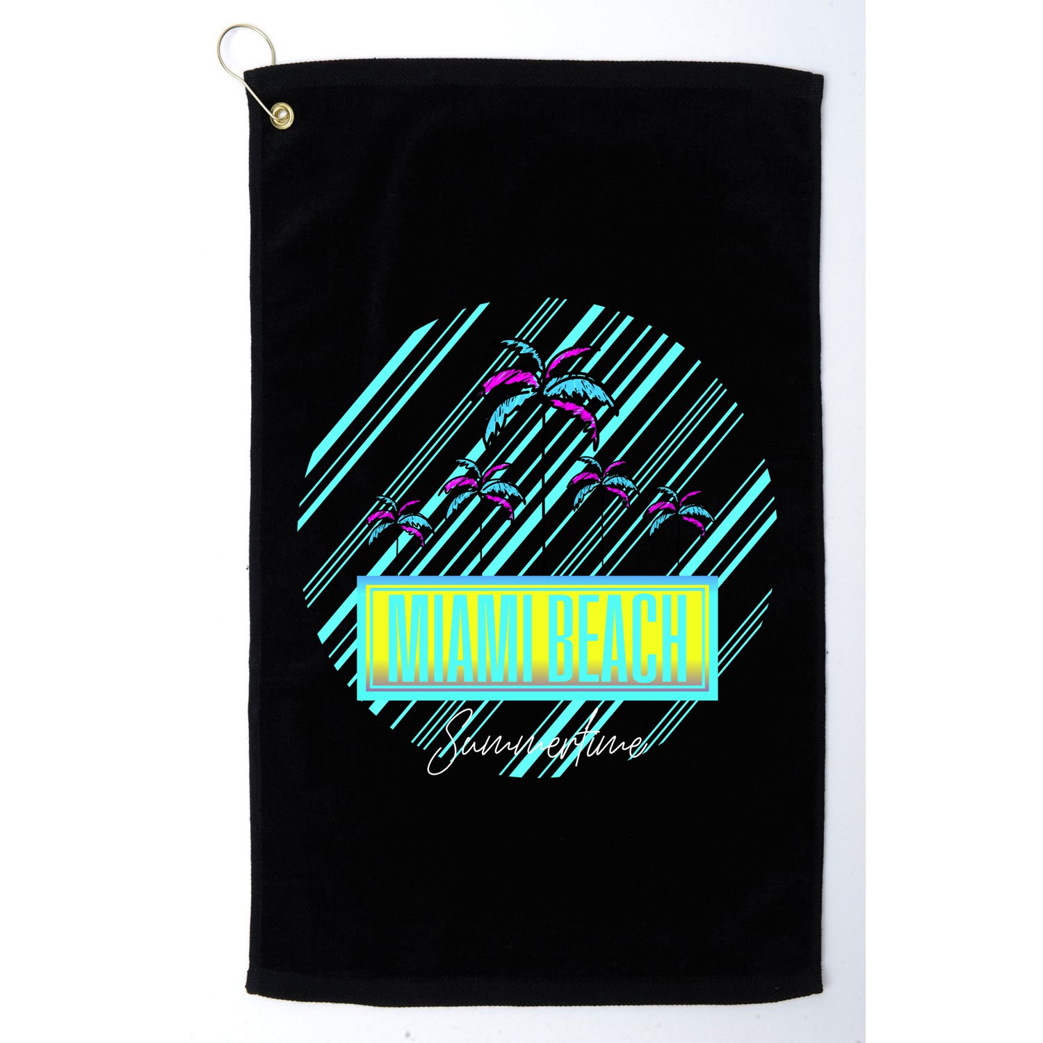 Miami Beach Palm Trees Retro Golf Towel