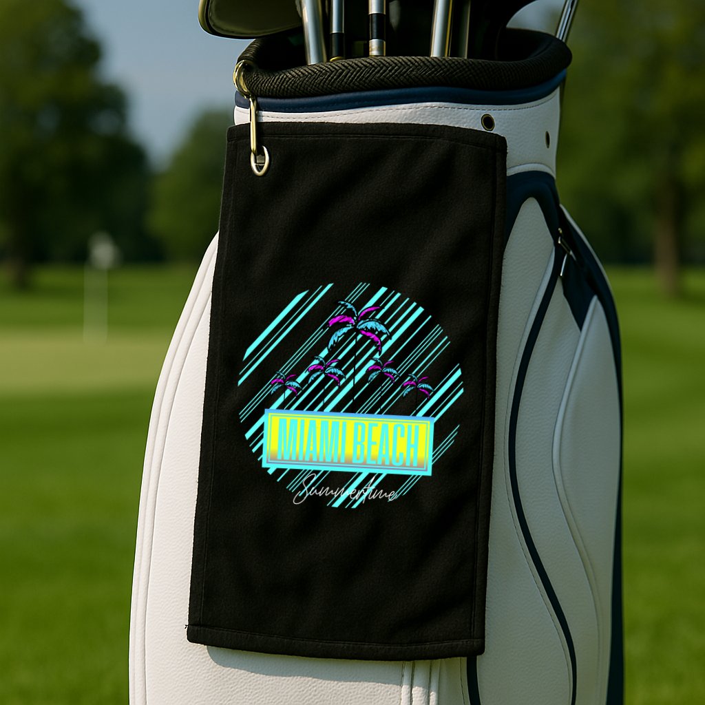 Miami Beach Palm Trees Retro Golf Towel