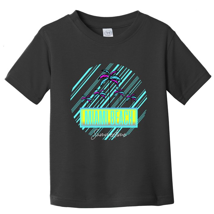 Miami Beach Palm Trees Retro Toddler T-Shirt