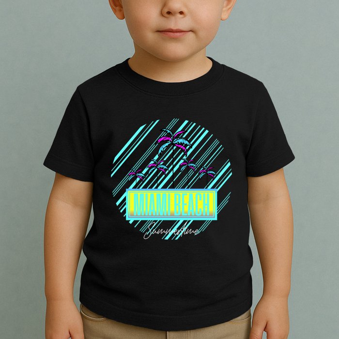 Miami Beach Palm Trees Retro Toddler T-Shirt