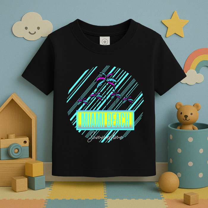 Miami Beach Palm Trees Retro Toddler T-Shirt