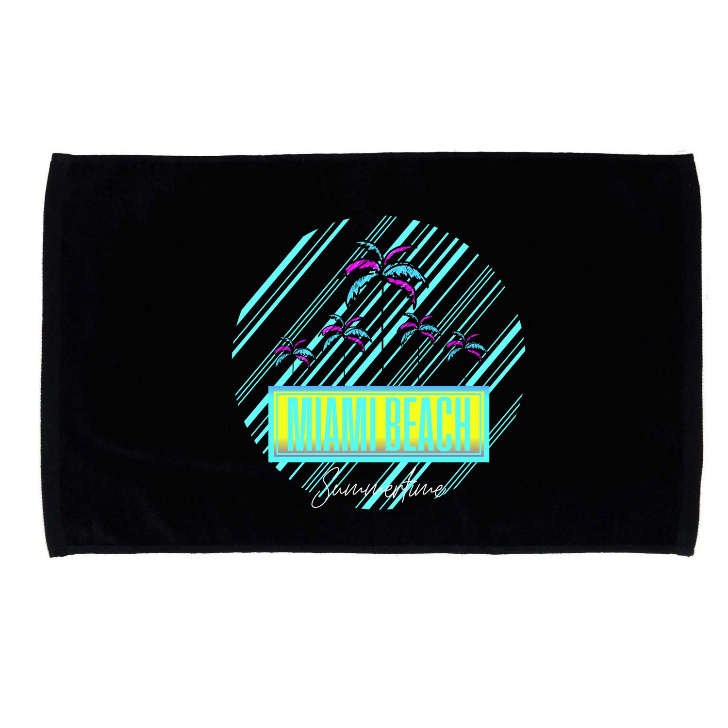 Miami Beach Palm Trees Retro Microfiber Hand Towel