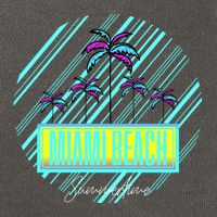 Miami Beach Palm Trees Retro Cotton Canvas Backpack