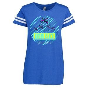 Miami Beach Palm Trees Retro Enza Ladies Jersey Football T-Shirt