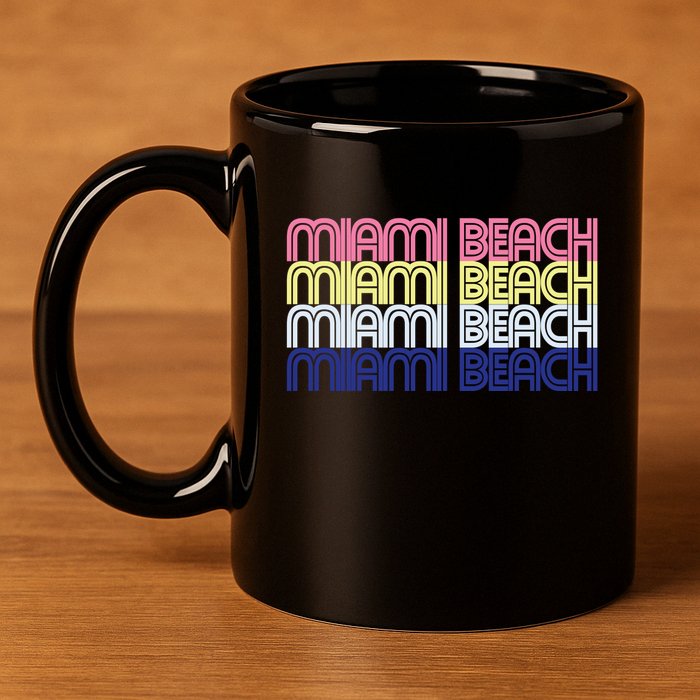 Miami Beach Repeat 11oz C Handle Ceramic Mug