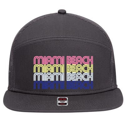 Miami Beach Repeat 7 Panel Mesh Trucker Snapback Hat