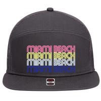 Miami Beach Repeat 7 Panel Mesh Trucker Snapback Hat
