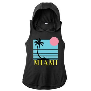 Miami Beach Sunset Ladies PosiCharge Tri-Blend Wicking Draft Hoodie Tank