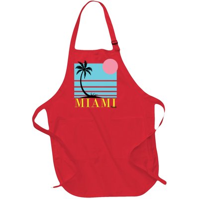 Miami Beach Sunset Full-Length Apron With Pockets