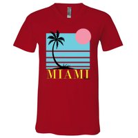 Miami Beach Sunset V-Neck T-Shirt