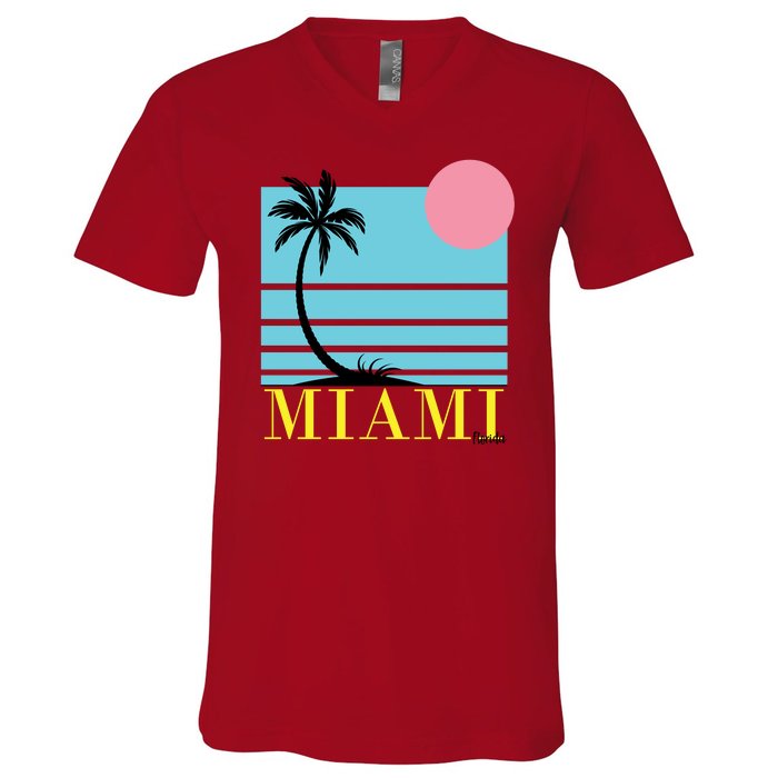 Miami Beach Sunset V-Neck T-Shirt