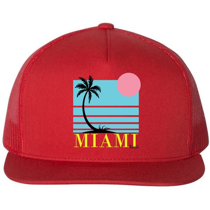 Miami Beach Sunset Flat Bill Trucker Hat