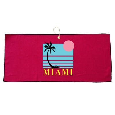 Miami Beach Sunset Large Microfiber Waffle Golf Towel