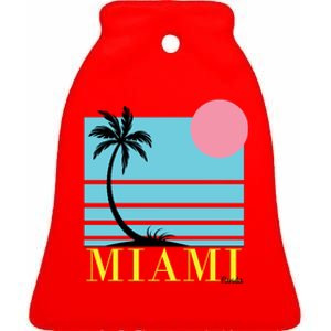 Miami Beach Sunset Ceramic Bell Ornament