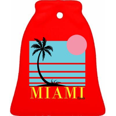 Miami Beach Sunset Ceramic Bell Ornament