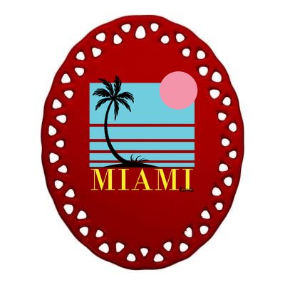 Miami Beach Sunset Ceramic Oval Ornament