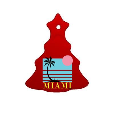 Miami Beach Sunset Ceramic Tree Ornament