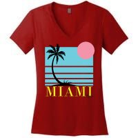 Miami Beach Sunset Women's V-Neck T-Shirt