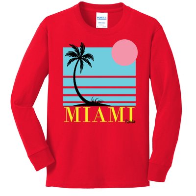 Miami Beach Sunset Kids Long Sleeve Shirt