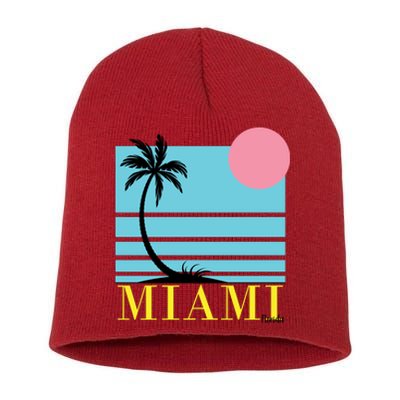 Miami Beach Sunset Short Acrylic Beanie