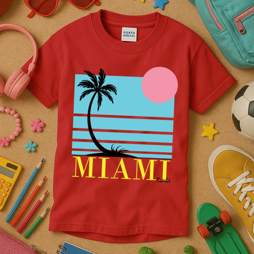 Miami Beach Sunset Kids T-Shirt