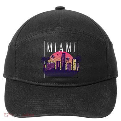 Miami Florida Retro Skyline 7-Panel Snapback Hat