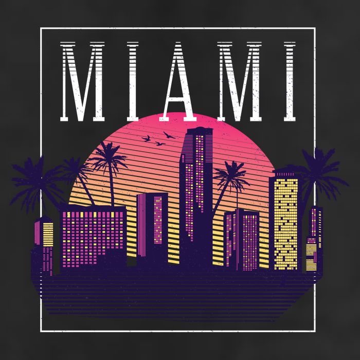 Miami Florida Retro Skyline Beanie