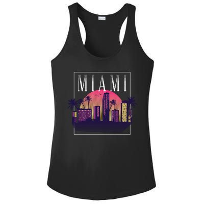 Miami Florida Retro Skyline Ladies PosiCharge Competitor Racerback Tank