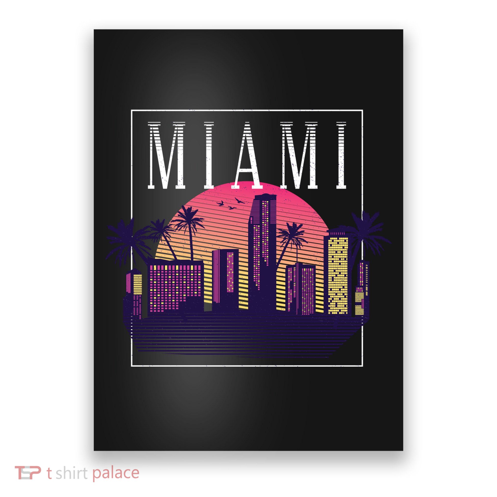 Miami Florida Retro Skyline Poster