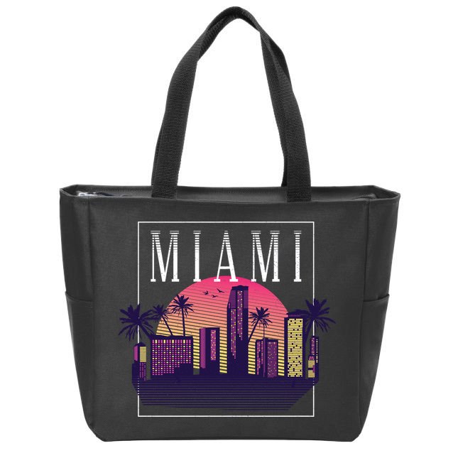 Miami Florida Retro Skyline Zip Tote Bag