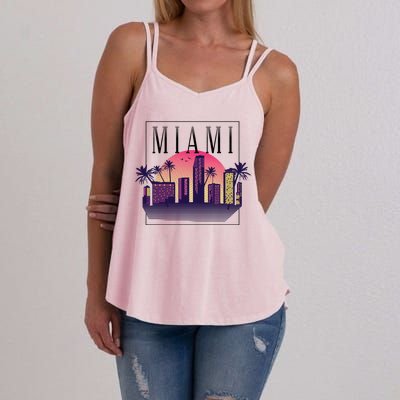 Miami Florida Retro Skyline Women's Strappy Tank