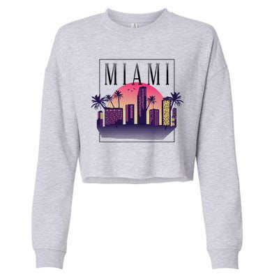 Miami Florida Retro Skyline Cropped Pullover Crew