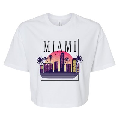 Miami Florida Retro Skyline Bella+Canvas Jersey Crop Tee