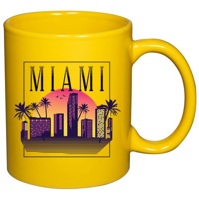 Miami Florida Retro Skyline 11oz C Handle Ceramic Mug