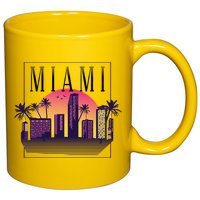 Miami Florida Retro Skyline 11oz C Handle Ceramic Mug