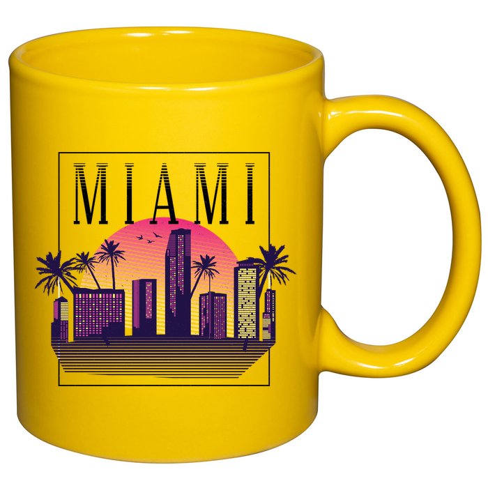 Miami Florida Retro Skyline 11oz C Handle Ceramic Mug