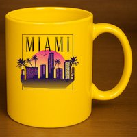 Miami Florida Retro Skyline 11oz C Handle Ceramic Mug