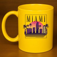 Miami Florida Retro Skyline 11oz C Handle Ceramic Mug