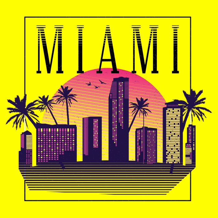 Miami Florida Retro Skyline 25L Jumbo Tote