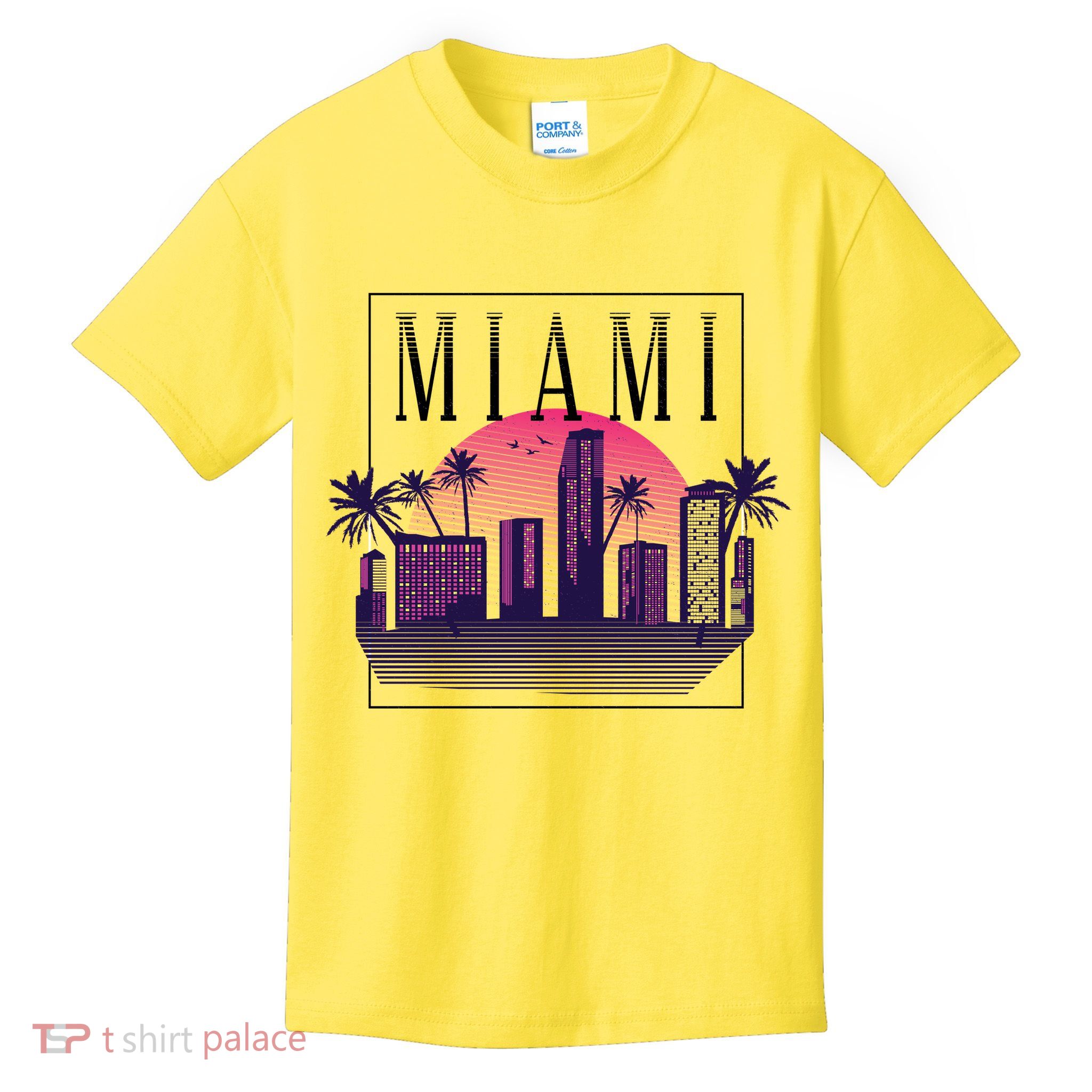 Miami Florida Retro Skyline Kids T-Shirt