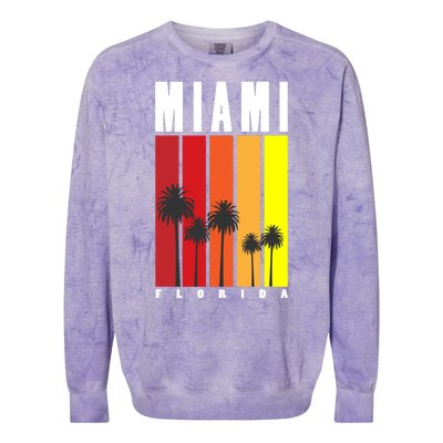 Miami Florida Vintage Stripes Colorblast Crewneck Sweatshirt