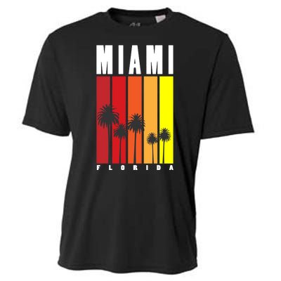 Miami Florida Vintage Stripes Cooling Performance Crew T-Shirt