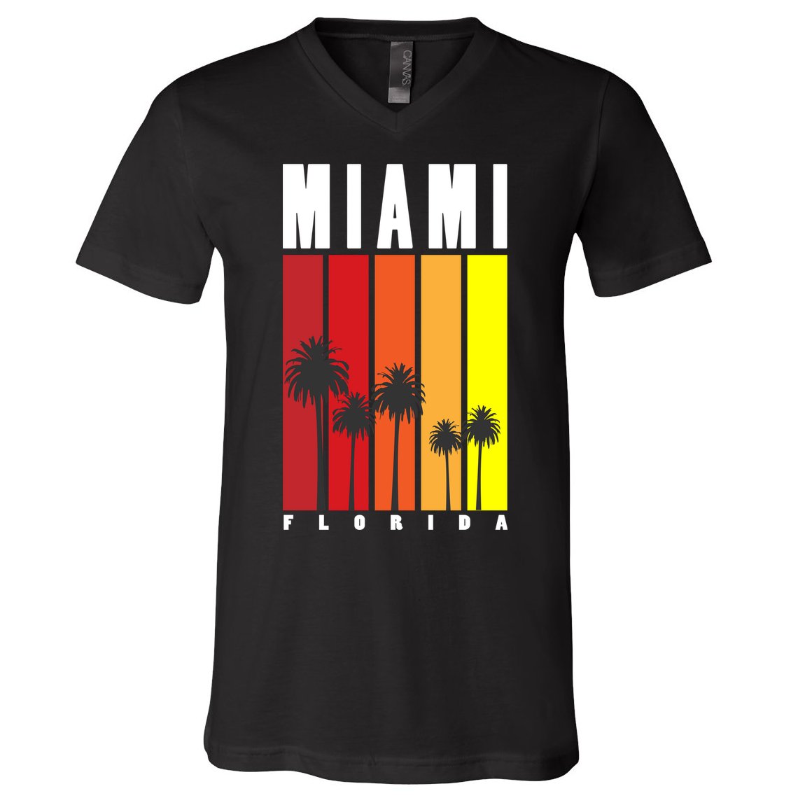Miami Florida Vintage Stripes V-Neck T-Shirt