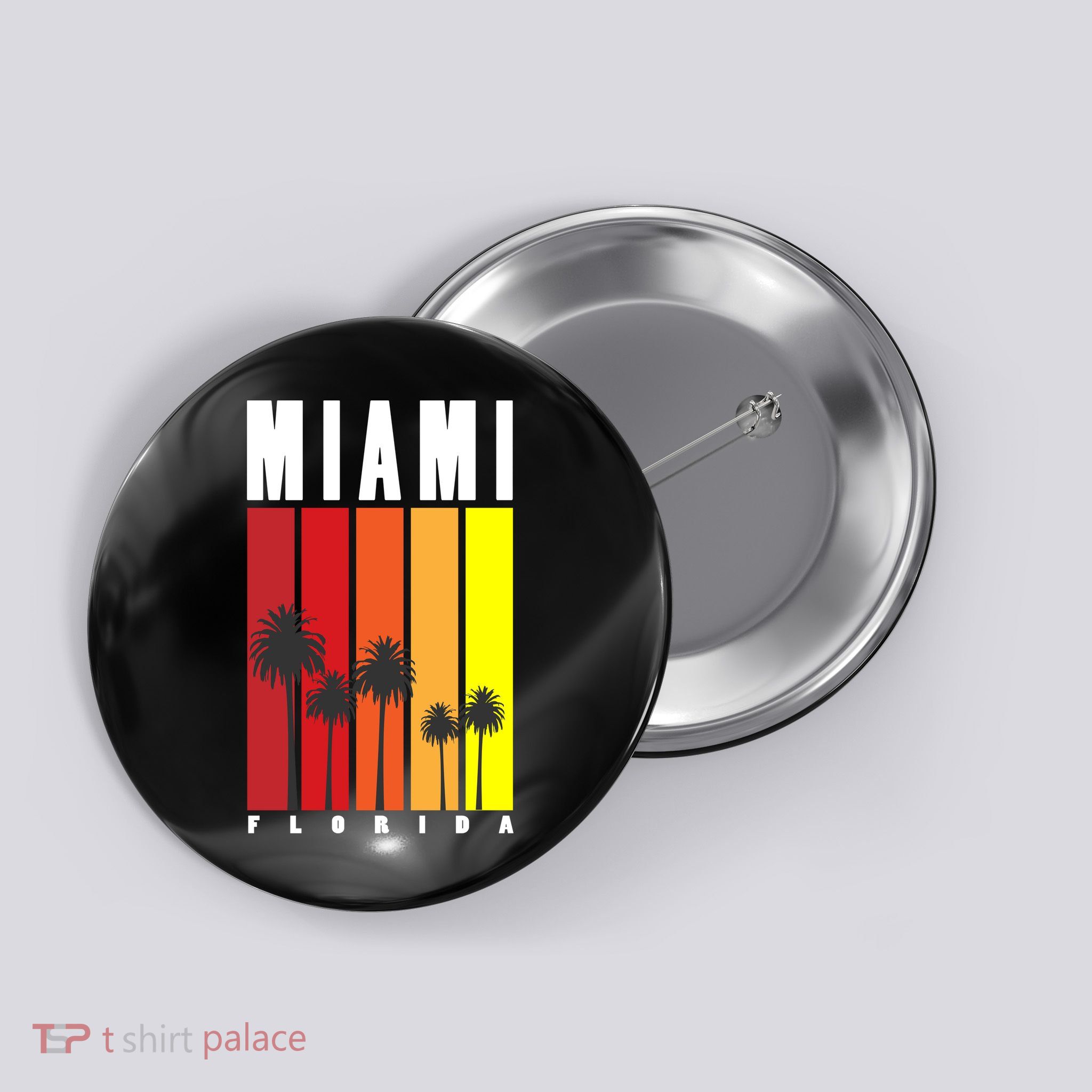 Miami Florida Vintage Stripes Button
