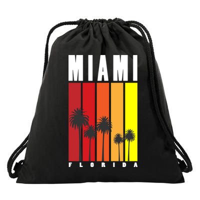Miami Florida Vintage Stripes Drawstring Bag